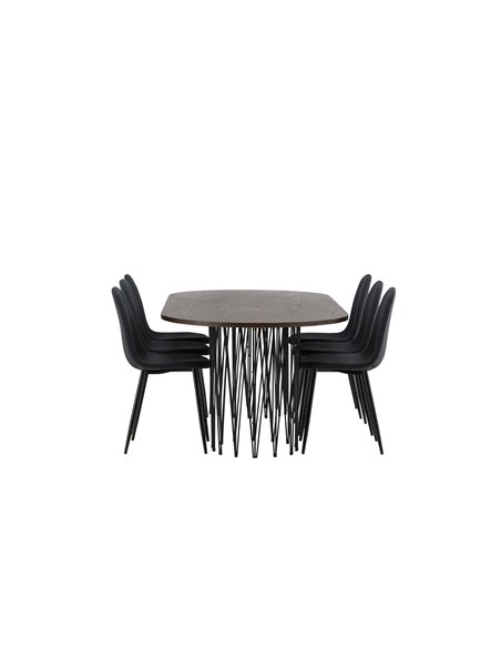 Matgrupp Stone med Polar matstolar, 220 × 100 cm