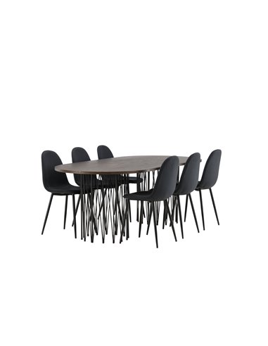 Matgrupp Stone med Polar matstolar, 220 × 100 cm