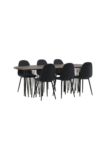 Matgrupp Stone med Polar matstolar, 220 × 100 cm