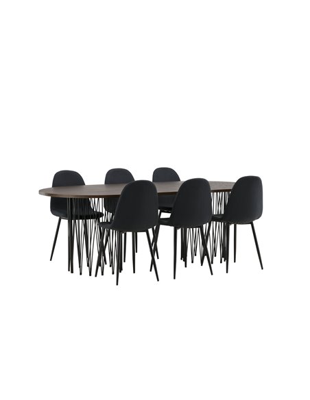 Matgrupp Stone med Polar matstolar, 220 × 100 cm