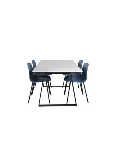 Matgrupp Estelle med Arctic matstolar, 140 × 90 cm