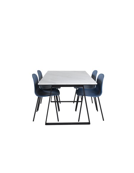 Matgrupp Estelle med Arctic matstolar, 140 × 90 cm
