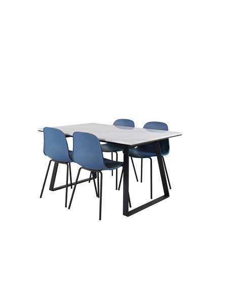 Matgrupp Estelle med Arctic matstolar, 140 × 90 cm