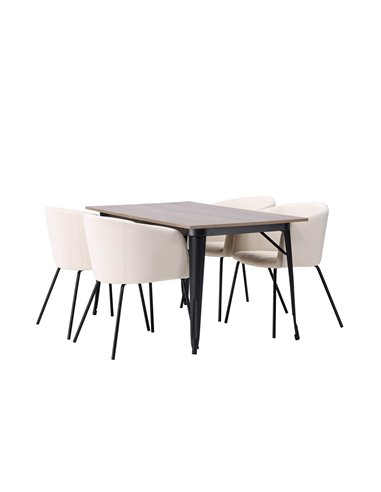 Matgrupp Tempe med Berit matstolar, 140 × 80 cm