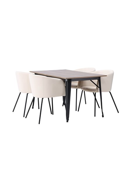 Matgrupp Tempe med Berit matstolar, 140 × 80 cm