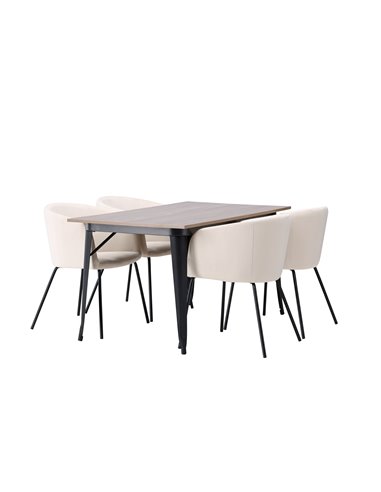 Matgrupp Tempe med Berit matstolar, 140 × 80 cm