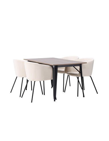 Matgrupp Tempe med Berit matstolar, 140 × 80 cm