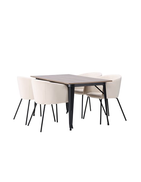 Matgrupp Tempe med Berit matstolar, 140 × 80 cm
