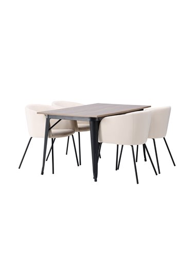 Matgrupp Tempe med Berit matstolar, 140 × 80 cm