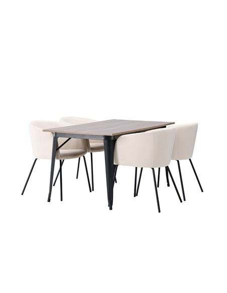 Matgrupp Tempe med Berit matstolar, 140 × 80 cm