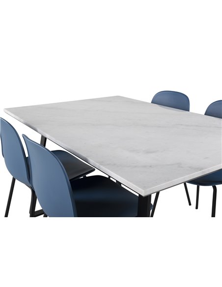 Matgrupp Estelle med Arctic matstolar, 140 × 90 cm