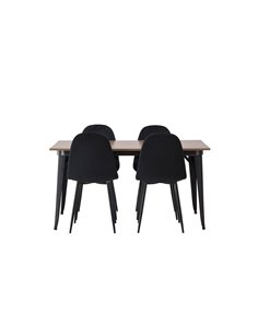 Matgrupp Tempe med Polar matstolar, 140 × 80 cm