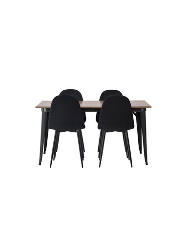 Matgrupp Tempe med Polar matstolar, 140 × 80 cm
