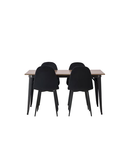 Matgrupp Tempe med Polar matstolar, 140 × 80 cm