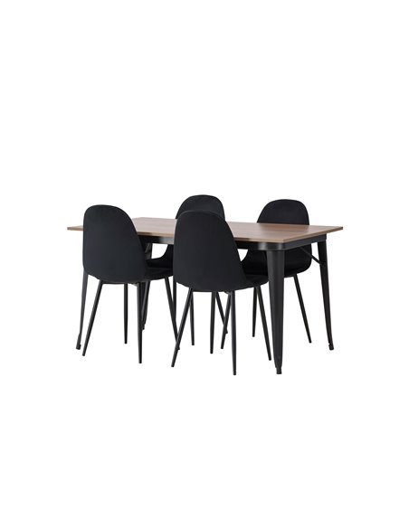 Matgrupp Tempe med Polar matstolar, 140 × 80 cm