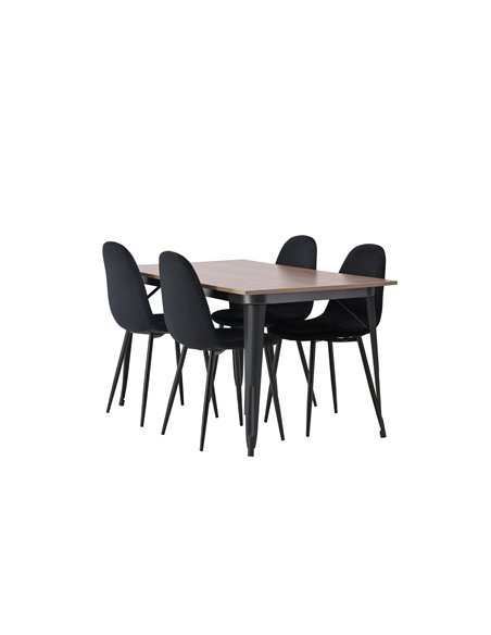 Matgrupp Tempe med Polar matstolar, 140 × 80 cm