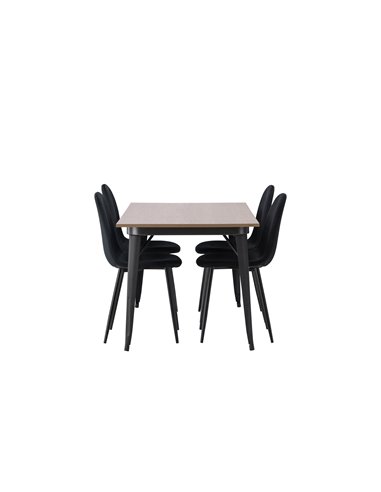 Matgrupp Tempe med Polar matstolar, 140 × 80 cm