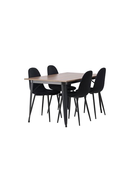 Matgrupp Tempe med Polar matstolar, 140 × 80 cm