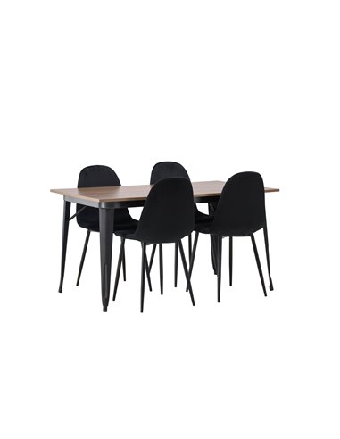 Matgrupp Tempe med Polar matstolar, 140 × 80 cm