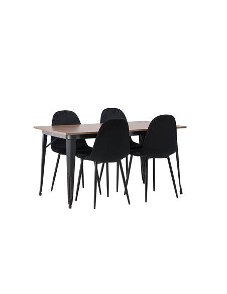 Matgrupp Tempe med Polar matstolar, 140 × 80 cm