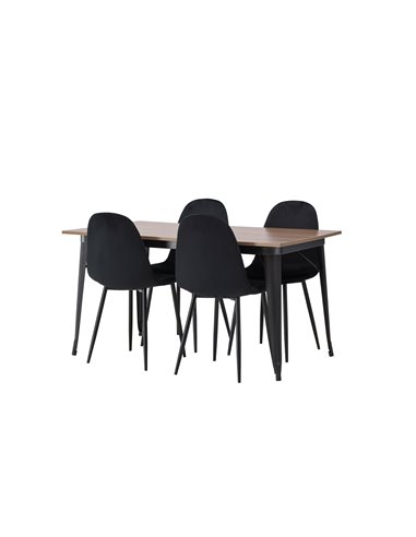 Matgrupp Tempe med Polar matstolar, 140 × 80 cm