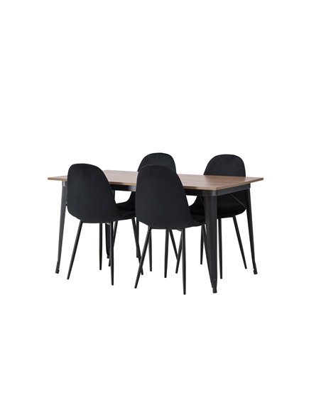 Matgrupp Tempe med Polar matstolar, 140 × 80 cm