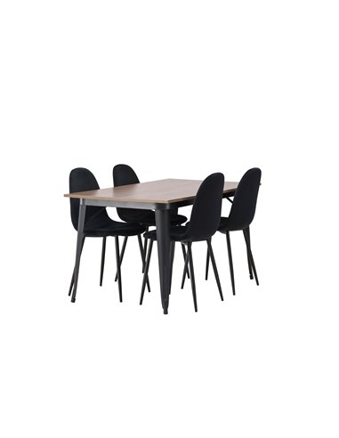 Matgrupp Tempe med Polar matstolar, 140 × 80 cm
