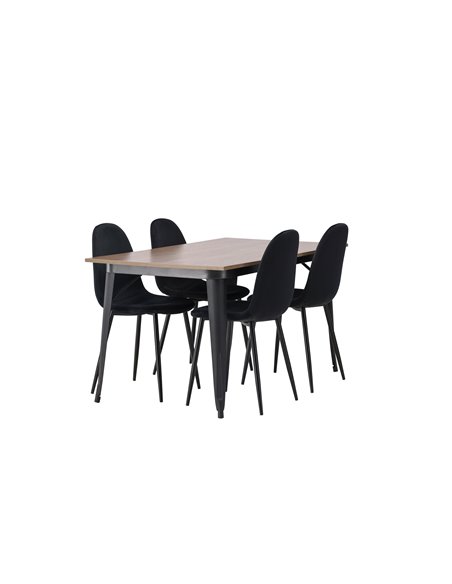 Matgrupp Tempe med Polar matstolar, 140 × 80 cm