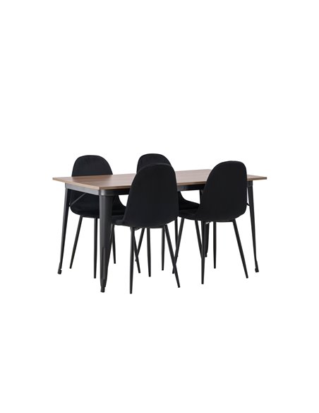 Matgrupp Tempe med Polar matstolar, 140 × 80 cm