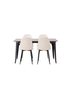 Matgrupp Tempe med Polar matstolar, 140 × 80 cm