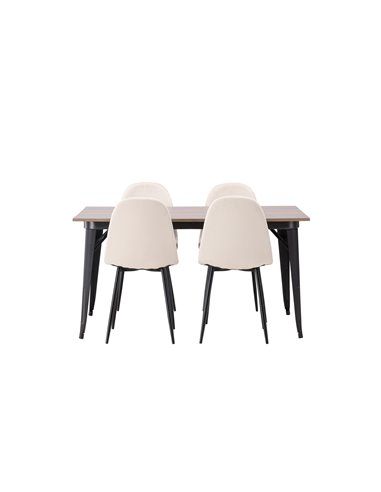 Matgrupp Tempe med Polar matstolar, 140 × 80 cm