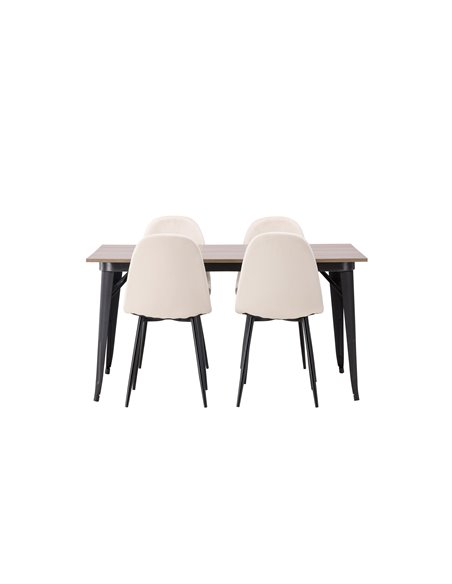 Matgrupp Tempe med Polar matstolar, 140 × 80 cm