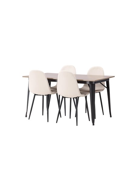 Matgrupp Tempe med Polar matstolar, 140 × 80 cm