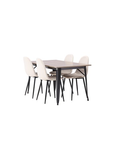 Matgrupp Tempe med Polar matstolar, 140 × 80 cm