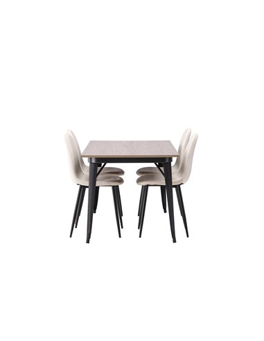 Matgrupp Tempe med Polar matstolar, 140 × 80 cm