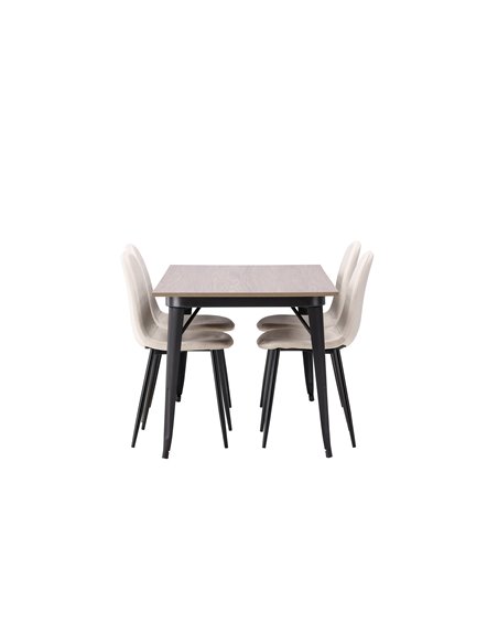Matgrupp Tempe med Polar matstolar, 140 × 80 cm