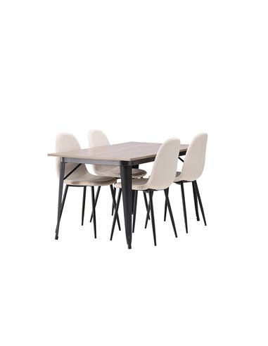 Matgrupp Tempe med Polar matstolar, 140 × 80 cm