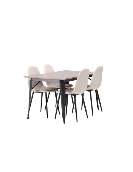Matgrupp Tempe med Polar matstolar, 140 × 80 cm
