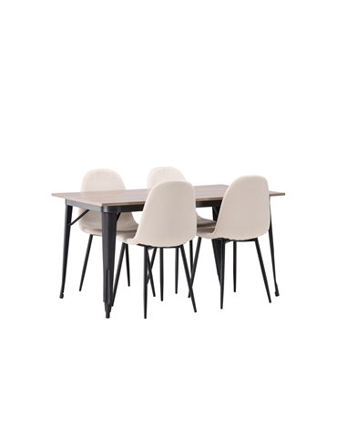 Matgrupp Tempe med Polar matstolar, 140 × 80 cm