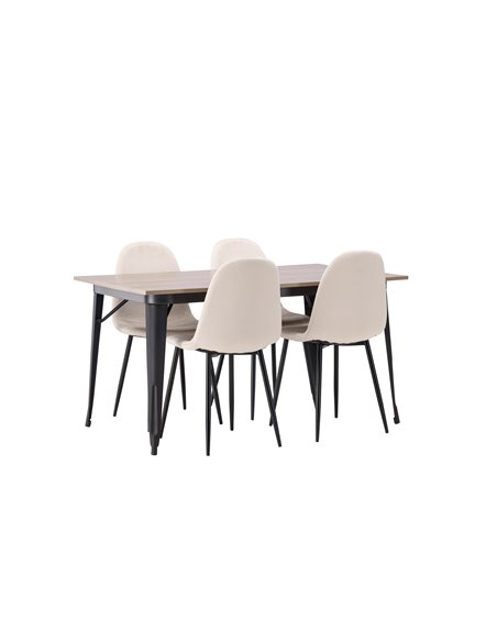 Matgrupp Tempe med Polar matstolar, 140 × 80 cm