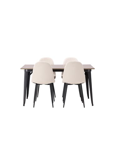 Matgrupp Tempe med Polar matstolar, 140 × 80 cm