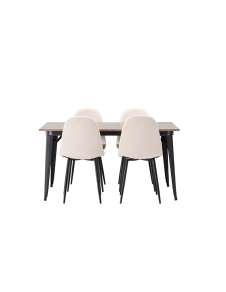 Matgrupp Tempe med Polar matstolar, 140 × 80 cm