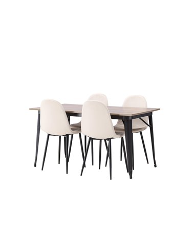 Matgrupp Tempe med Polar matstolar, 140 × 80 cm