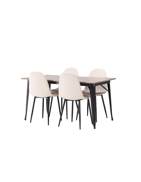 Matgrupp Tempe med Polar matstolar, 140 × 80 cm