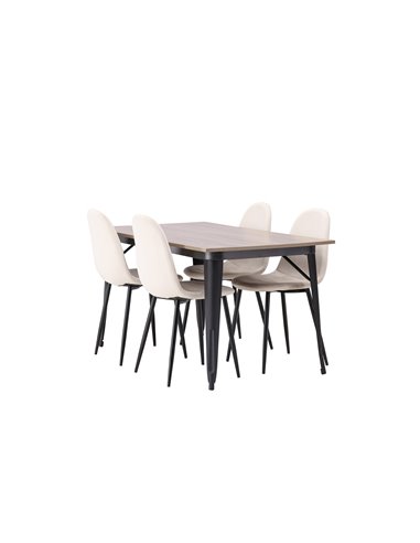 Matgrupp Tempe med Polar matstolar, 140 × 80 cm