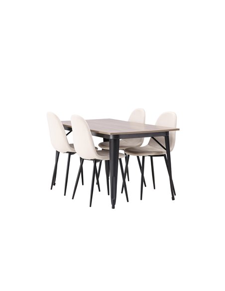 Matgrupp Tempe med Polar matstolar, 140 × 80 cm