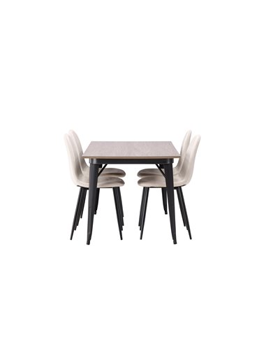 Matgrupp Tempe med Polar matstolar, 140 × 80 cm