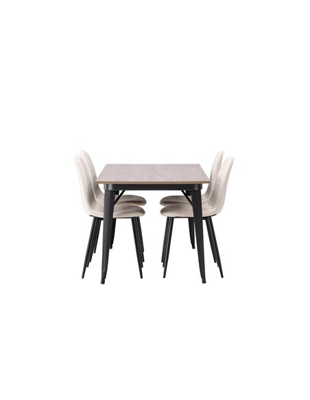 Matgrupp Tempe med Polar matstolar, 140 × 80 cm