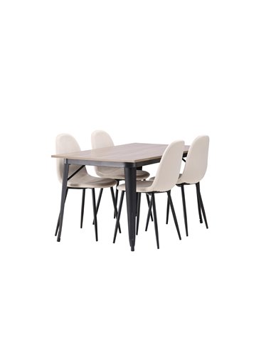 Matgrupp Tempe med Polar matstolar, 140 × 80 cm