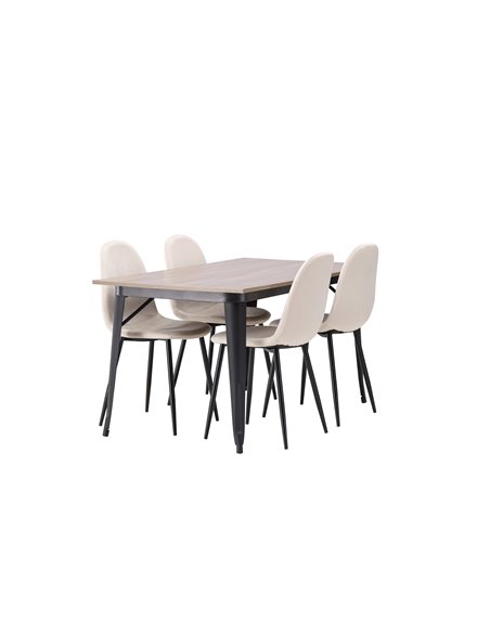 Matgrupp Tempe med Polar matstolar, 140 × 80 cm